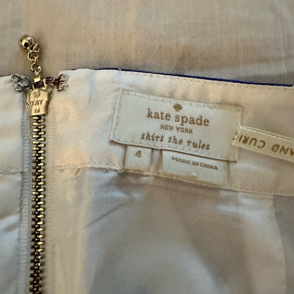 Kate Spade 100% Linen Robbie Skirt Chevron Blue White Mini Skirt - Picture 7 of 7